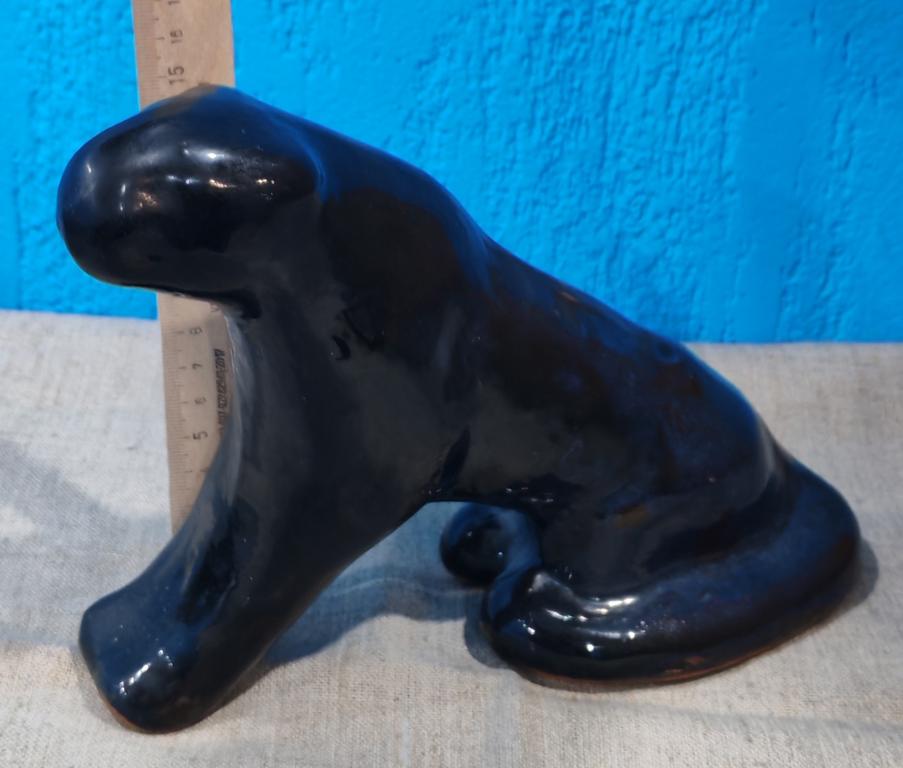 Статуэтка " Пантера " обливная керамика, майолика СССР состояние на фото !