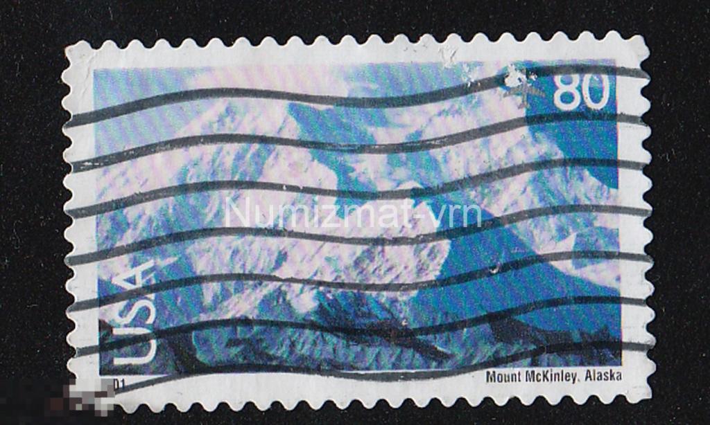 Марка США. 2001 г. Национальный парк. Горы Мак Кинли. горы США.