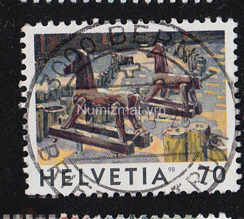 Марка Швейцария. 1998 г. Национальные игрушки Швейцарии. Качалка. Сказания и мистика. Мифология.