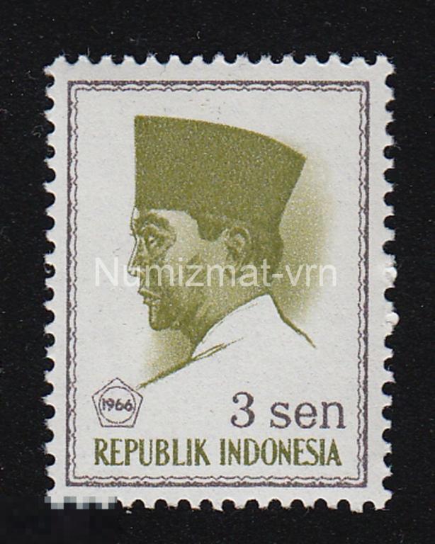 Марка Индонезия. 1966 г. Марка Индонезия. Юбилейная. Новый порядок! Редкая.