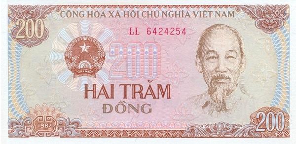 Вьетнам 200 донгов 1987 P100c(1) пресс unc