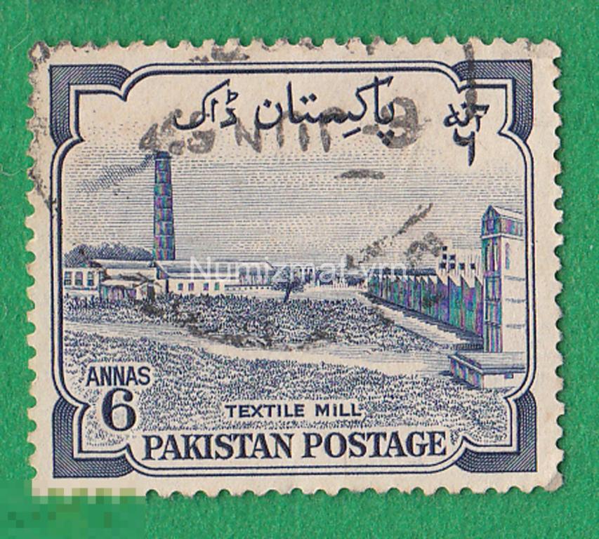 Марка Пакистан 1969 г. Текстильное производство. Первый завод в Пакистане. Шелковая фабрика.