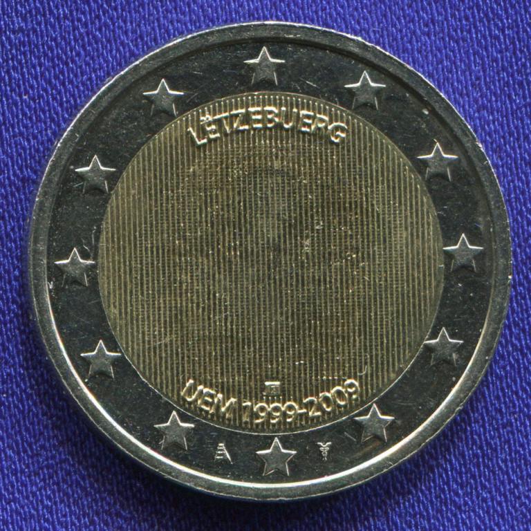 Люксембург 2 евро 2009 UNC 10 лет монетарной политики ЕС