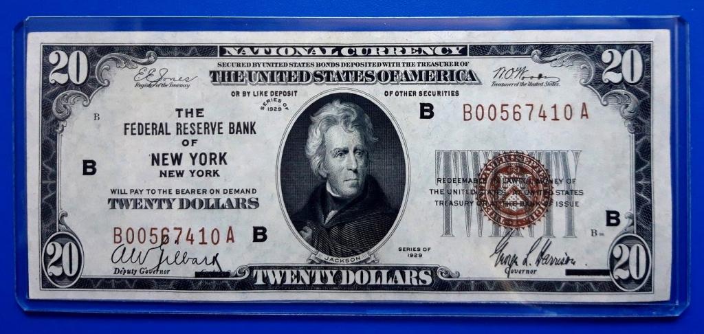 США 20 долларов 1929г FRBN  New York  B 00567410 A  .