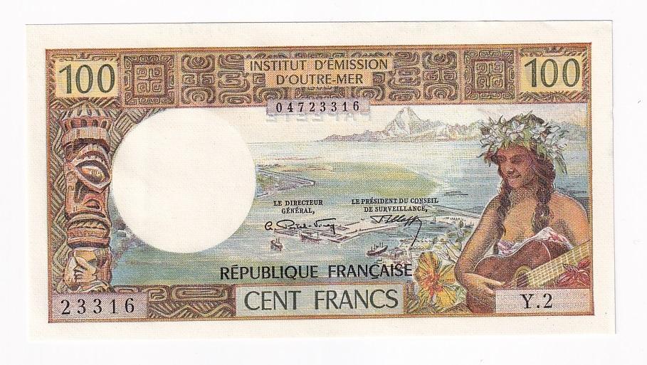 Таити 100 франков 1973 год 04723316 UNC (42740)