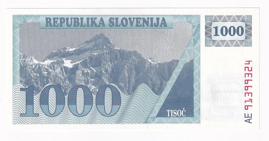 Словения Банкнота 1000 толаров 1991 год AUNC (42730)