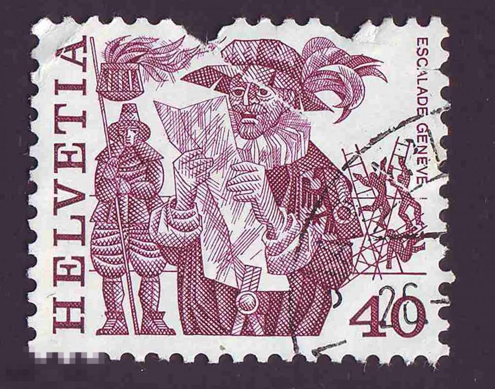 Марка Швейцария 1979 год. Эскалада — историческое событие 1602 года праздник-фестиваль «Эскалада»
