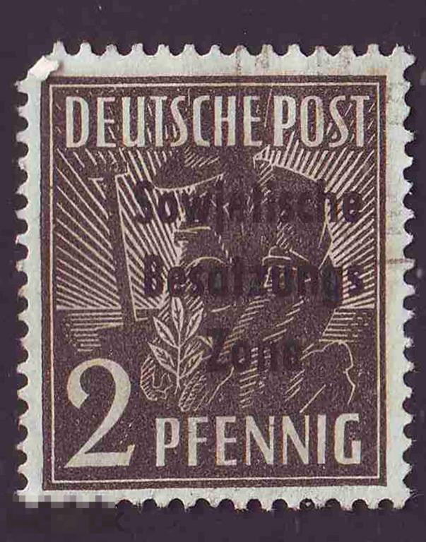 Марка Советская зона оккупации 1948 год. Рабочий Надпечатка: Советская зона оккупации Редкость!
