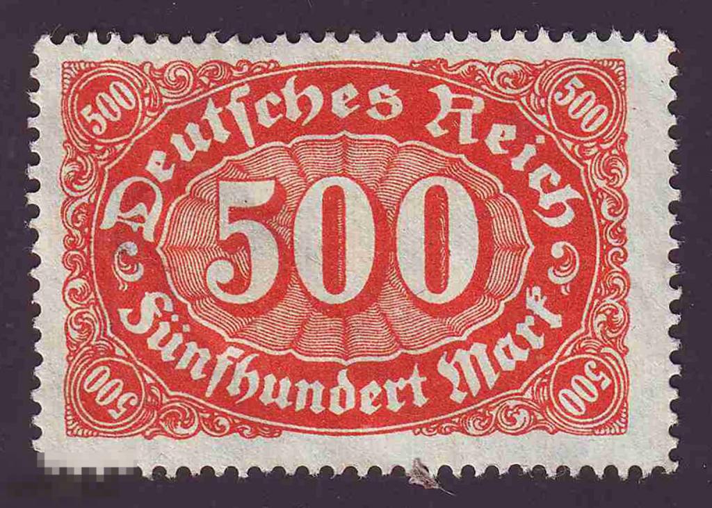 Марка Германский Рейх 1922 год. 500 марок. Последняя доинфляционная марка. Редкость!