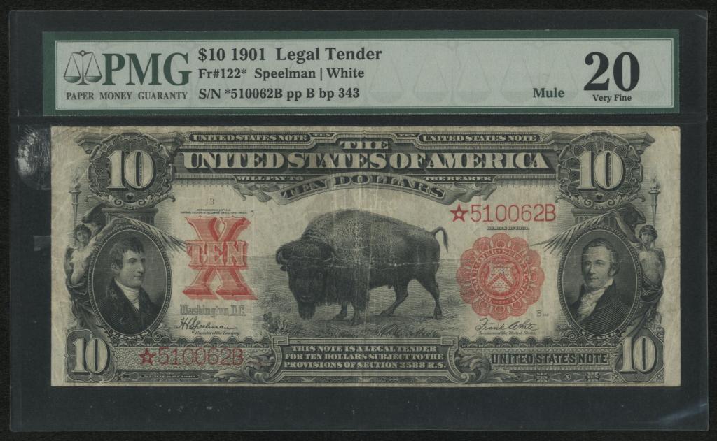 США. Legal Tender. 10 долларов 1901 г. Замещенная серия!