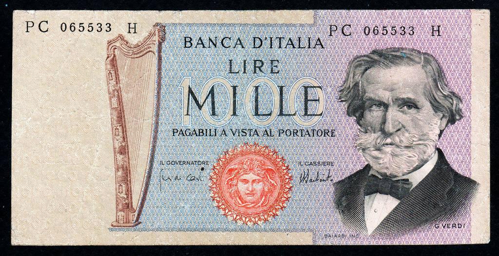 Италия 1000 лир 1969 г.