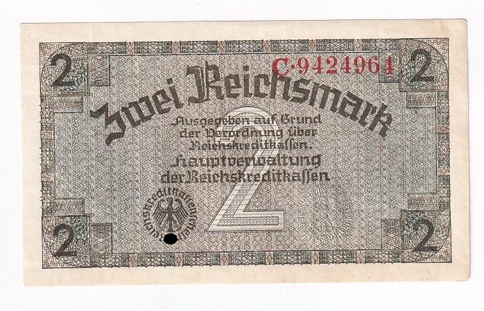 Германия Оккупированные территории Банкнота 2 марки 1940 год AUNC (42789)