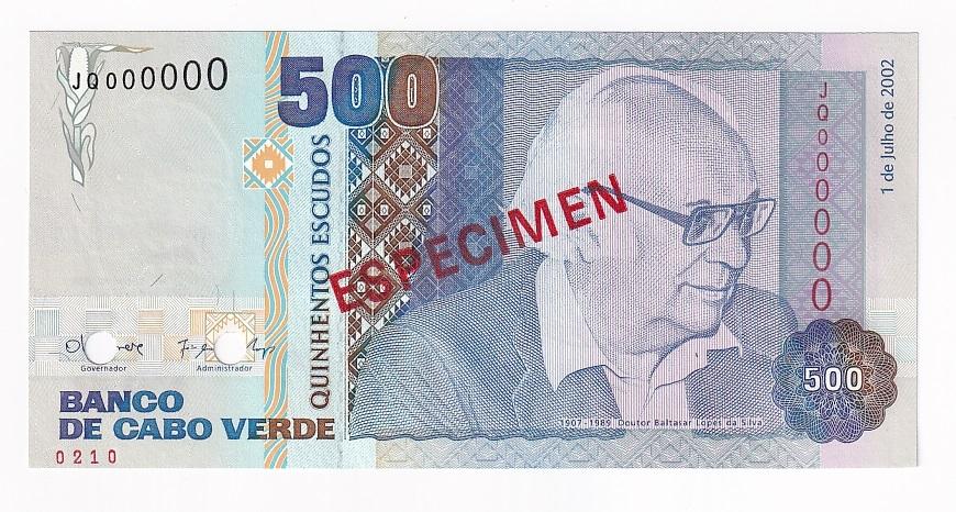 Кабо Верде Банкнота ОБРАЗЕЦ 500 эскудо 2002 год UNC (42814)