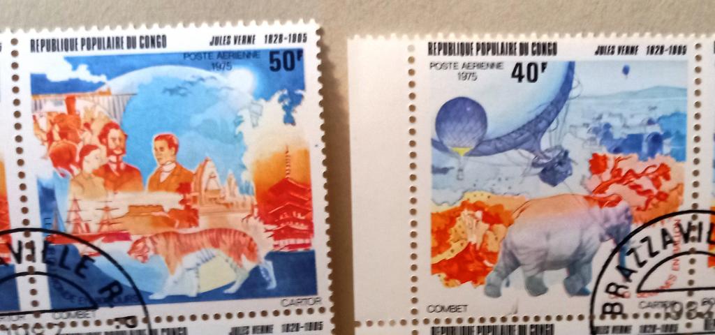 Конго Браззавиль 1975 год 150 лет Жуль Верн литература фантастика СТО