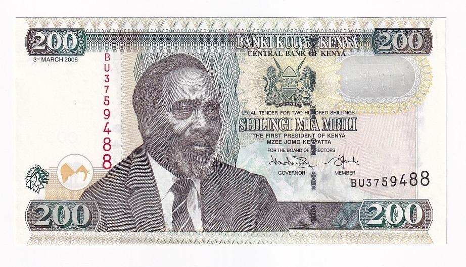 Кения Банкнота 200 шиллингов 2008 год UNC (42782)