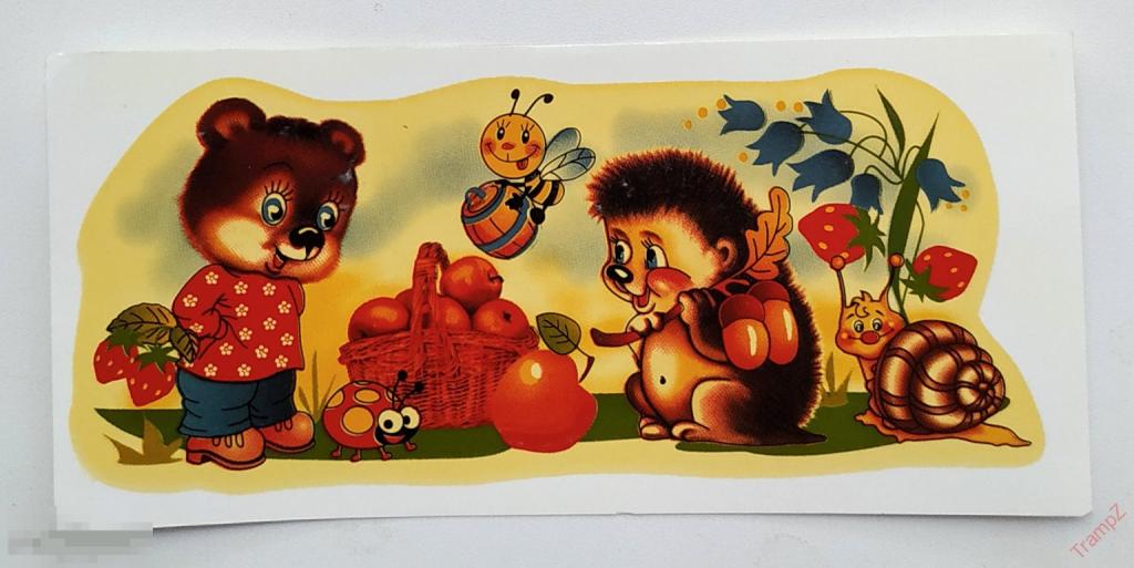 Наклейка сдвижная трафаретная деколь Мишка ежик пчела улитка божья коровка #Г7