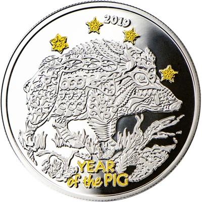 Ниуэ 1 доллар 2019 Год свиньи Кабан Серебро 26,16 г Пруф