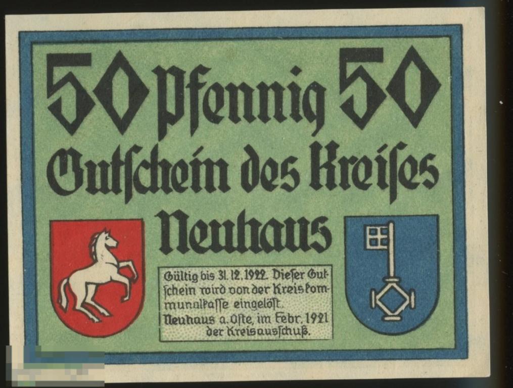 Германия нотгельд Notgeld 50 Пфеннигов Neuhaus
