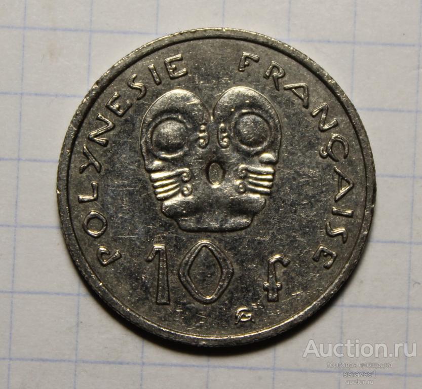 Французская Полинезия 10 франков 2009 /2/ км#8а ракушка справа от года.