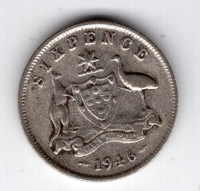 6 пенсов - Австралия - 1946 - Георг VI - cеребро 500