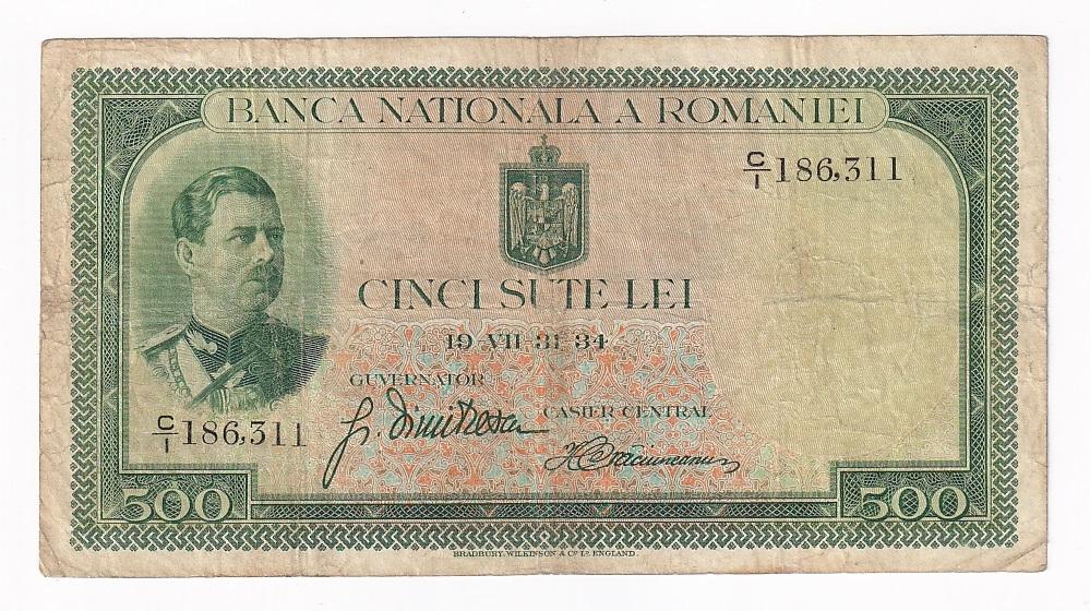 Румыния Банкнота 500 лей 1934 год C/1 186311 VF (42822)