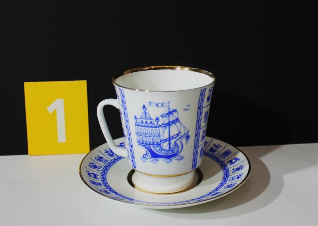Костяной фарфор ЛФЗ Кофейная пара Кораблик # 6784