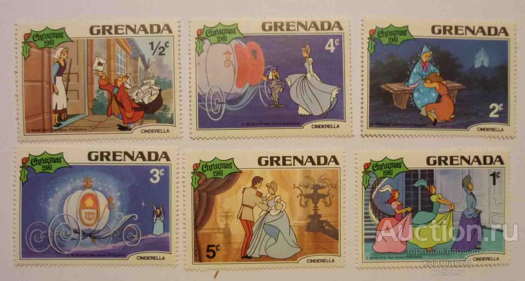 24.31 МАРКИ ГРЕНАДА   Рождество - Дисней, Золушка    6 ШТ    1981  Г