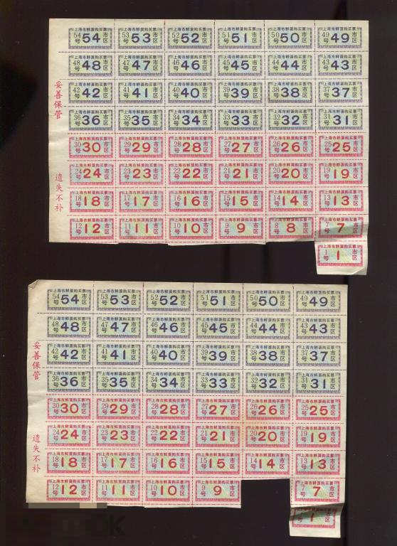 1980-90е Китай талоны на продукты питания