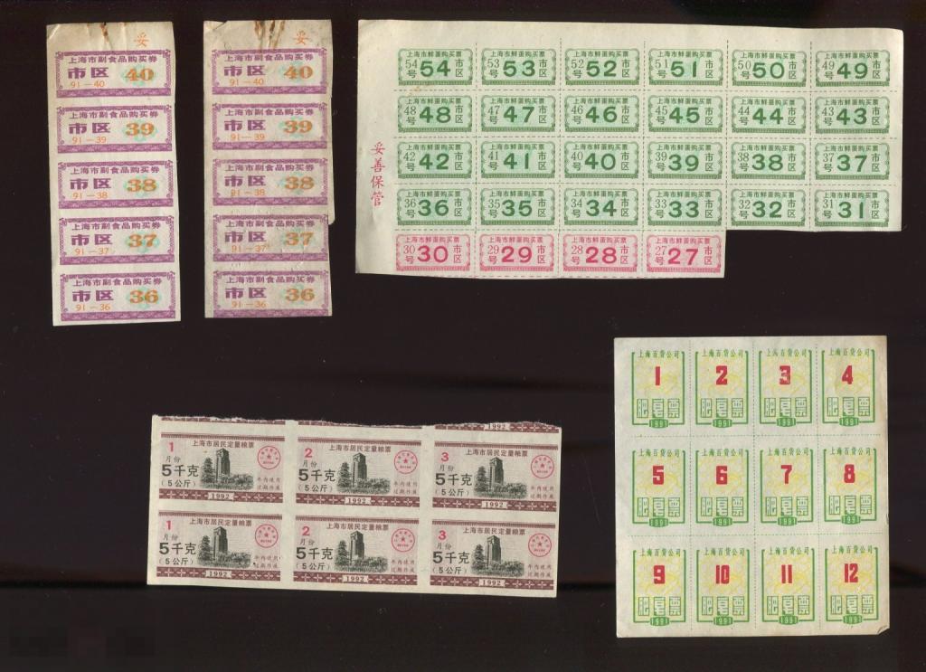 1980-90е Китай талоны на продукты питания