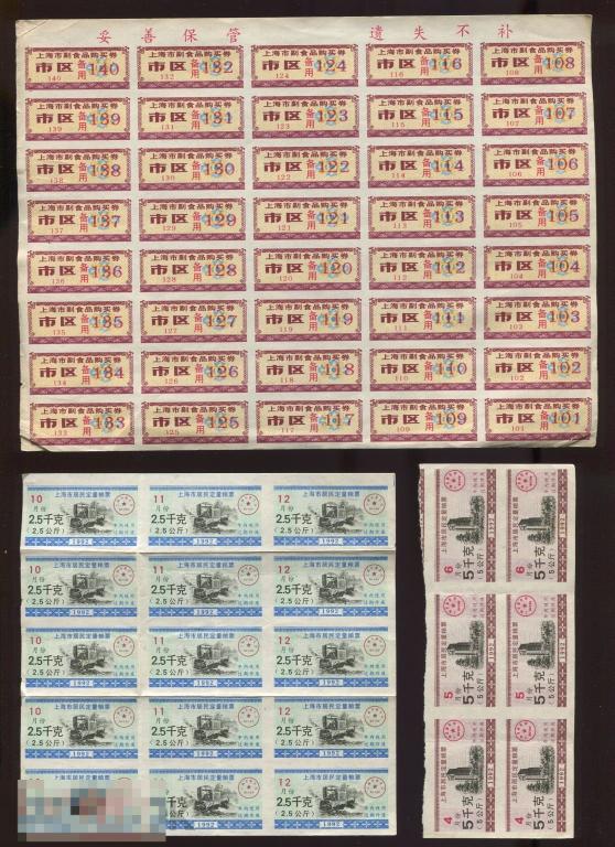 1980-90е Китай талоны на продукты питания