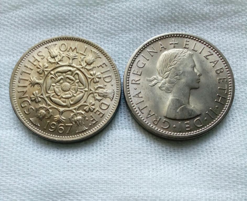 Великобритания 2 шиллинга 1967 год UNC мешковой