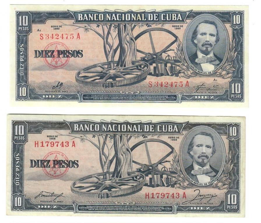 Куба 10 песо ПАРА 1958, 1960 гг.