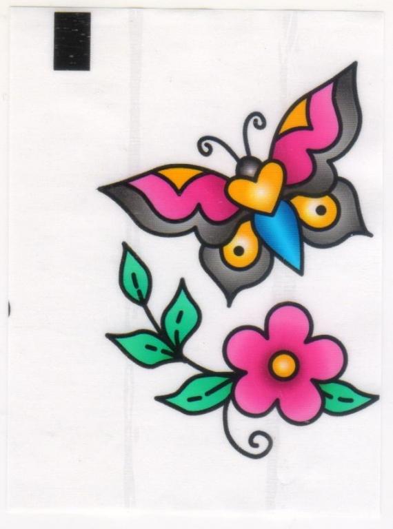 Вкладыш / татуировка / переводка "Тату-Бум" (Канди Клаб) № 33 Бабочка Цветок