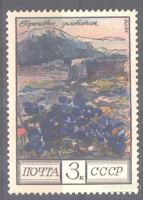 0414. СССР. 1976. Цветы гор Кавказа. Горечавка. № 4651.**.