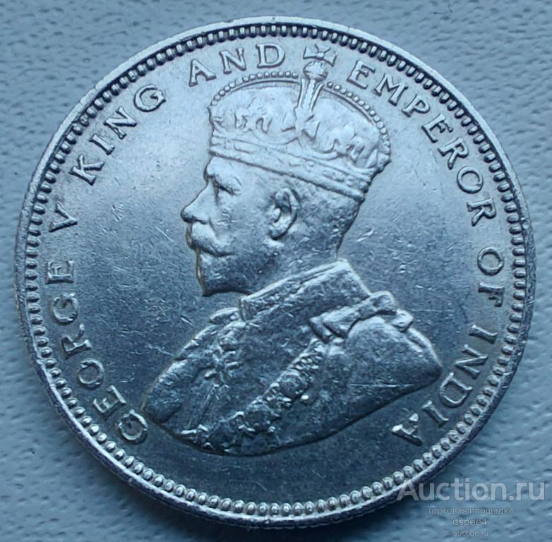 Стрейтс сетлментс 20 центов 1935 Георг V  серебро Британская колония штемпельный блеск