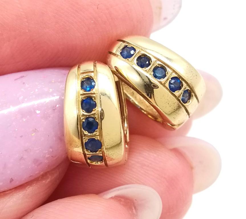 Золотые Серьги-Колечки с Природными Сапфирами