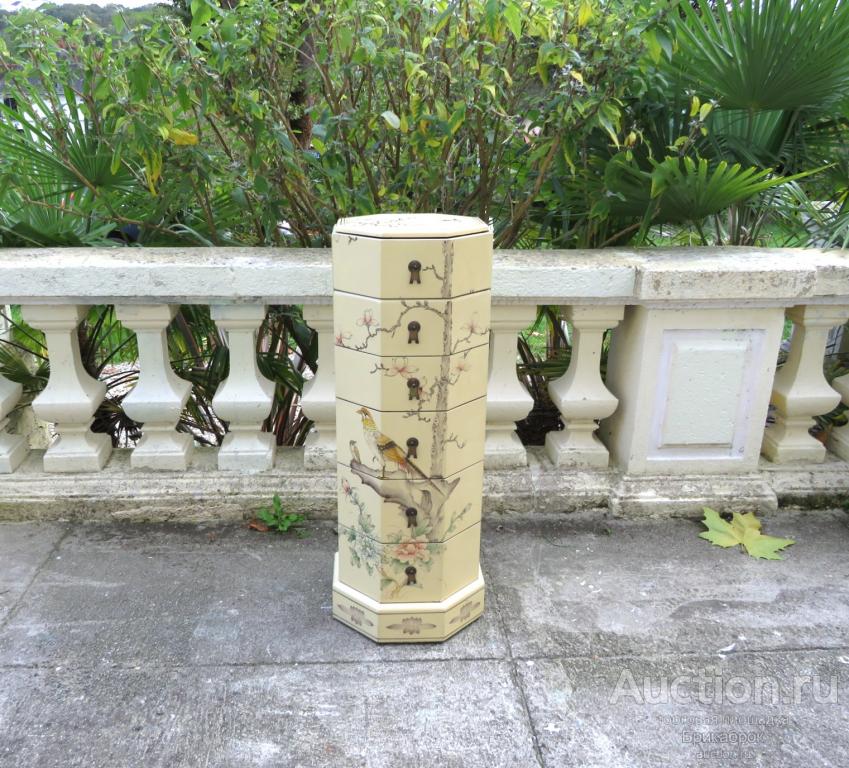 Комод, консоль, тумба Шинуазри Цветы и Птицы Винтаж