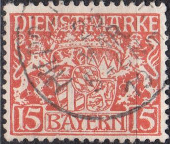 1916 - 1917 Германия Бавария Служебные Баварский герб № 19 гаш. 1 евро