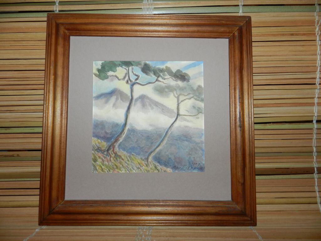 Картина в Рамке. КРЫМСКИЙ ПЕЙЗАЖ "ГОРЫ" (Акварель) КРЫМ 2007 год.