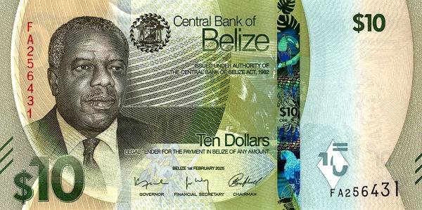 Белиз 10 долларов 2025 P75 пресс unc