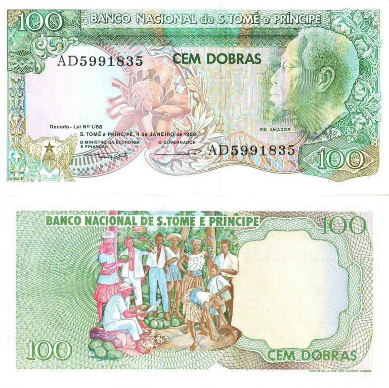 Сан-Томе и Принсипи 100 добра 1989 P60 пресс unc