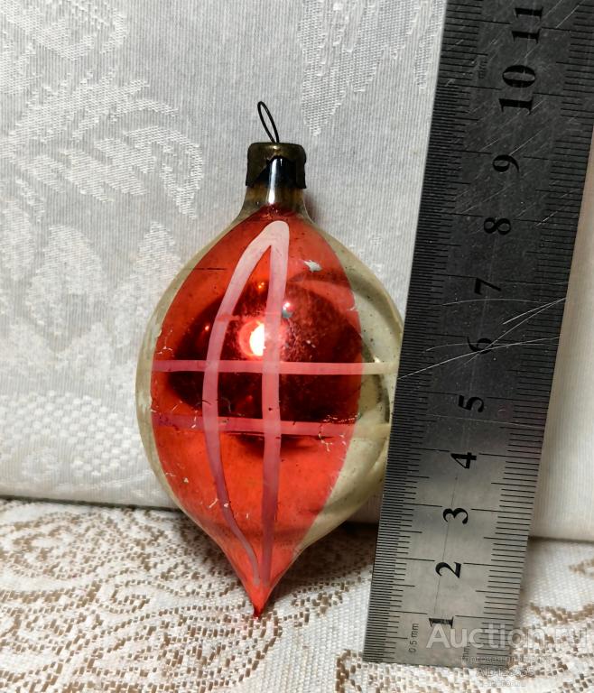 Елочная новогодняя игрушка стекло СССР сосулька капля 6