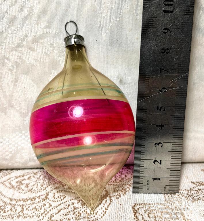 Елочная новогодняя игрушка стекло СССР сосулька капля 5
