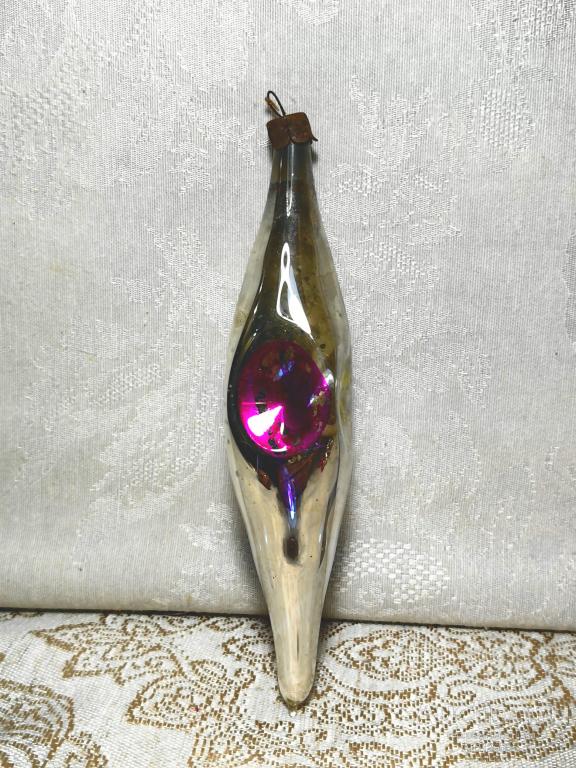 Елочная новогодняя игрушка стекло СССР сосулька капля 16 фонарик