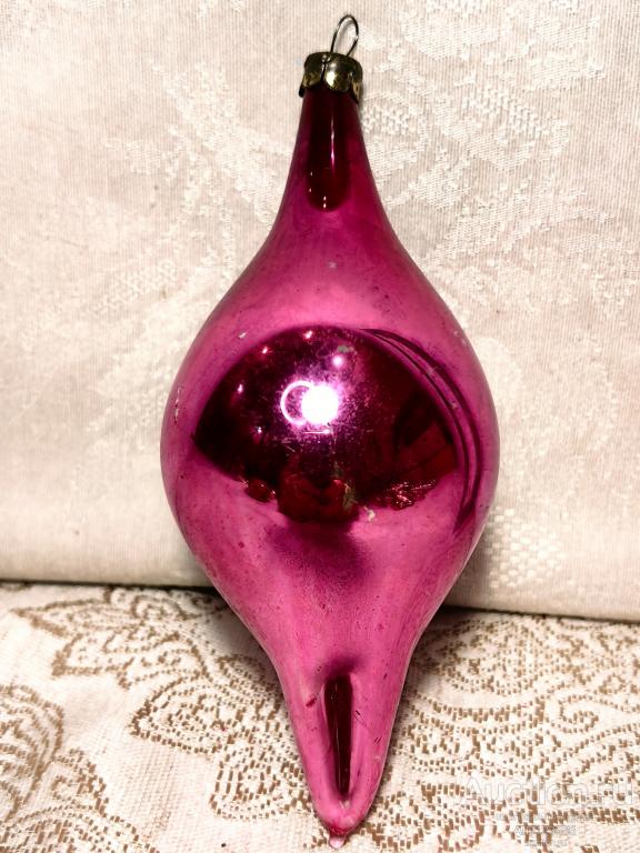 Елочная новогодняя игрушка стекло СССР сосулька капля 1