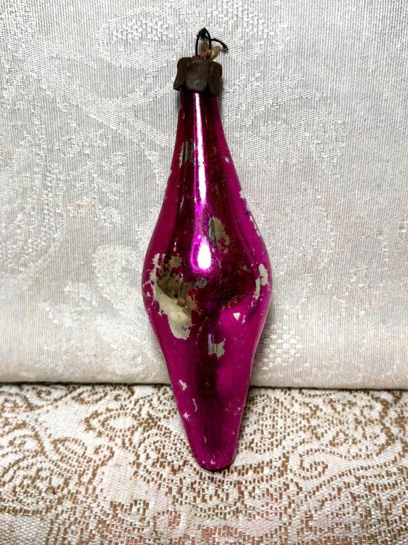 Елочная новогодняя игрушка стекло СССР сосулька капля 14