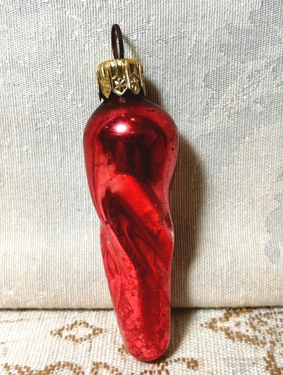 Елочная новогодняя игрушка стекло СССР сосулька перец 31