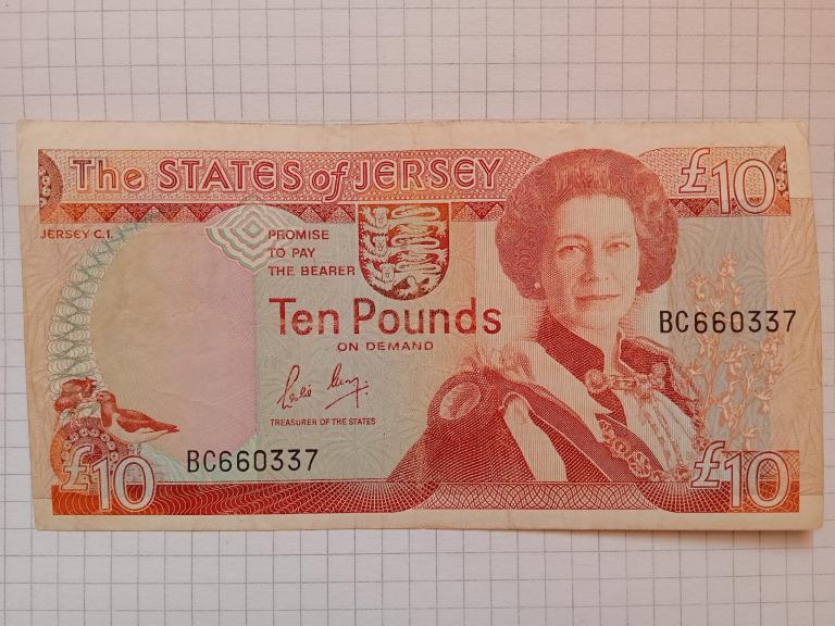 Банкнота Джерси 10 фунтов 1989 г.