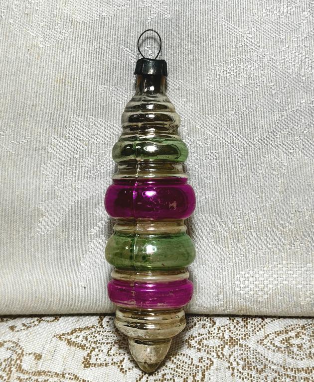 Елочная новогодняя игрушка стекло СССР сосулька пирамидка 26