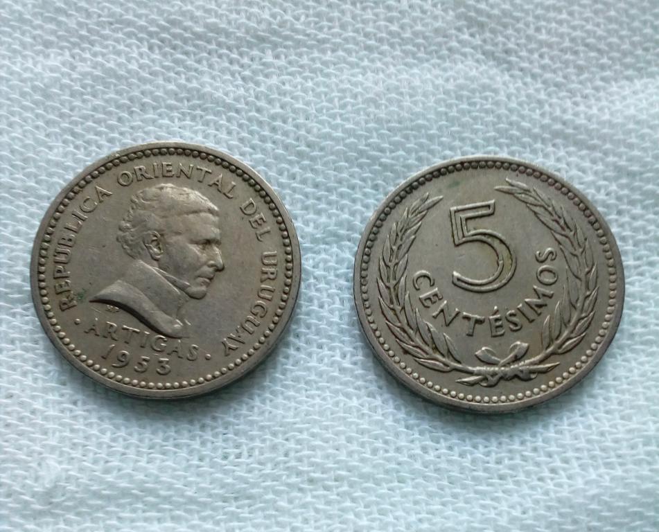 Уругвай 5 сентесимо 1953 год